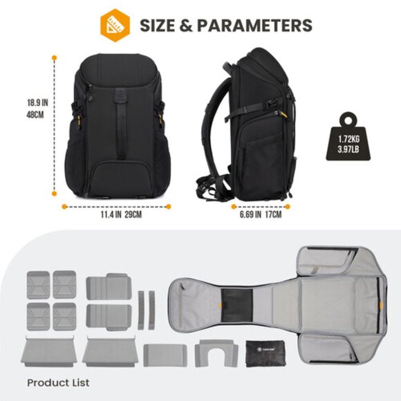 TARION HX-L Camera Backpack (Black, 21L) - Picture 7 of 12